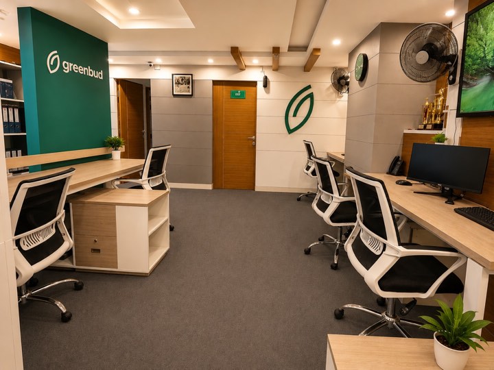 Open work station view at Spaces by Greenbud